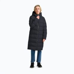 Płaszcz puchowy damski Jack Wolfskin Frozen Palace Coat. Niebieskie płaszcze damskie Jack Wolfskin, l, bez wzorów, z materiału. Za 1,439.00 zł.