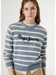 Pepe Jeans Sweter "Caprice" w kolorze kremowo-szaroniebieskim rozmiar: M. Brązowe swetry klasyczne damskie Pepe Jeans, m, z bawełny, bez kołnierzyka. Za 208.83 zł.