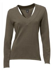 Heine Sweter w kolorze khaki rozmiar: 38. Brązowe swetry klasyczne damskie Heine, z bawełny, bez kołnierzyka. Za 61.02 zł.