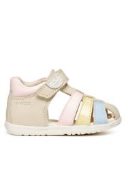 Geox Sandały B Sandal Macchia B254WB 08502 C1M2M Beżowy. Brązowe sandały dziewczęce Geox, ze skóry, bez zapięcia. Za 249.99 zł.