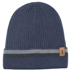 Jesienno-Zimowa Czapka (beanie) – Alties - Ciemnoniebieska z Paskiem. Niebieskie czapki męskie Alties, na zimę, bez wzorów, z dzianiny, sportowe. Za 59.00 zł.