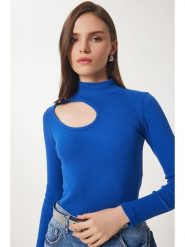 Happiness Istanbul Koszulka w kolorze niebieskim rozmiar: S/M. Niebieskie t-shirty damskie Happiness Istanbul, m, bez wzorów, bez kołnierzyka. Za 39.99 zł.