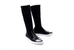 LANQIER 41C547 czarny sko+srebro, kozaki damskie. Czarne kozaki damskie Lanqier, bez obcasa. Za 149.95 zł.