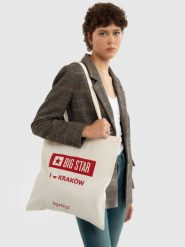 Torba bawełniana unisex Kraków 102. Białe torebki klasyczne damskie Big Star, z aplikacjami, z bawełny, z nadrukiem, bez dodatków. Za 4.99 zł.