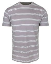 Męski T-Shirt (Koszulka) - Brave Soul - Beżowo-Fioletowa w Paski. Brązowe t-shirty męskie Brave Soul, na lato, l, bez wzorów, z bawełny, bez kołnierzyka. Za 49.00 zł.