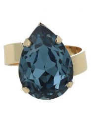 Otazu Pozłacany pierścionek z kryształem Swarovski rozmiar: onesize. Niebieskie pierścionki damskie Otazu, z kryształem, pozłacane. Za 218.45 zł.
