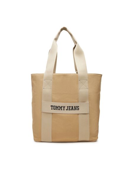 Tommy Jeans Torba Retro Cool Tote AM0AM13278 Beżowy. Brązowe torby męskie na ramię Tommy Jeans, bez wzorów, z jeansu, na ramię. Za 249.99 zł.