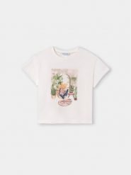 Mayoral T-Shirt 6008 Biały Regular Fit. Białe koszulki dziewczęce Mayoral, bez wzorów, z bawełny, bez ramiączek. Za 89.99 zł.