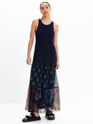 Desigual Sukienka codzienna Dudas 23SWVK90 Granatowy Regular Fit. Niebieskie sukienki damskie Desigual, na co dzień, s, bez wzorów, z bawełny, bez kołnierzyka, bez ramiączek, proste. Za 269.99 zł.