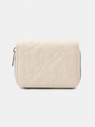 Mały portfel w haftowany wzór w kwiaty - kremowy. Białe portfele damskie Sinsay, bez wzorów. Za 25.99 zł.
