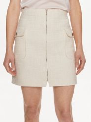 Morgan Spódnica mini 241-JZIP.F Beżowy Regular Fit. Brązowe spódniczki damskie Morgan, bez wzorów, z bawełny, mini. Za 299.99 zł.