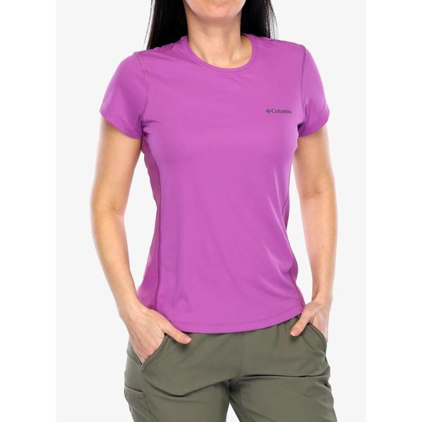 Koszulka szybkoschnąca damska Columbia Zero Rules Light S/S Crew. Fioletowe bluzki sportowe damskie Columbia, s, bez wzorów, bez ramiączek. Za 135.99 zł.