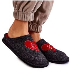 Domowe Papcie Big Star KK276019 Czarno-Czerwone czarne. Czarne kapcie damskie z wełny. Za 205.59 zł.