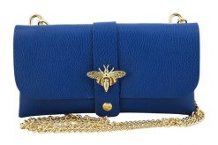 Listonoszka skórzana BARBERINI'S chabrowa 958-30. Niebieskie shopper bag damskie Barberinis, bez wzorów, ze skóry, bez dodatków. Za 119.99 zł.