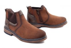 Mustang 36M0071001 whisky, botki męskie. Brązowe buty zimowe męskie Mustang, bez zapięcia. Za 263.42 zł.