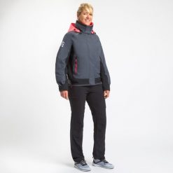 Bluza żeglarska na regaty damska Tribord Race 500. Szare bluzy z kapturem damskie TRIBORD, s, z tkaniny. Za 379.99 zł.