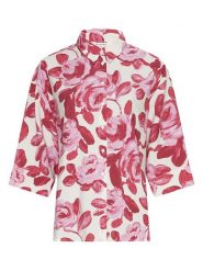 MOSS COPENHAGEN Bluzka w kolorze czerwono-jasnoróżowo-kremowym rozmiar: M/L. Brązowe bluzki damskie MOSS COPENHAGEN, l, bez wzorów, bez kołnierzyka, bez ramiączek. Za 166.10 zł.