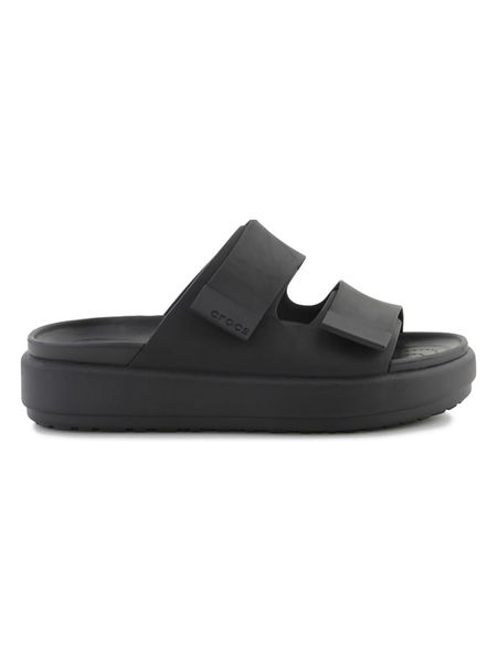 Crocs Klapki "Brooklyn Luxe" w kolorze czarnym rozmiar: 38/39. Czarne klapki damskie Crocs, bez wzorów, bez obcasa. Za 188.40 zł.