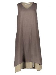 Le Jardin du Lin Lniana sukienka w kolorze khaki rozmiar: 38. Brązowe sukienki damskie Le jardin du lin, bez wzorów, ze lnu, klasyczne, bez kołnierzyka, bez ramiączek, midi. Za 150.45 zł.
