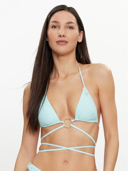 Guess Góra od bikini E4GJ45 MC04R Błękitny. Niebieskie bikini damskie Guess, z aplikacjami. Za 149.99 zł.