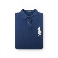 Second life - Koszulka polo męska z krótkim rękawem - Stan bardzo dobry. Niebieskie koszulki polo męskie Ralph Lauren, l, bez wzorów, z tkaniny, bez ramiączek. Za 127.76 zł.