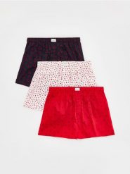 3 pack bokserek Loose - czerwony. Czerwone bokserki męskie Reserved, bez wzorów. Za 79.99 zł.
