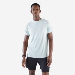 Koszulka do biegania męska Kiprun Run 500 Comfort. Zielone t-shirty sportowe męskie KIPRUN, m, z materiału, bez ramiączek, do biegania. Za 89.99 zł.