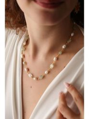 Pierres delicates Pozłacany naszyjnik z prehnitami - dł. 43 cm rozmiar: onesize. Zielone naszyjniki damskie Pierres delicates, pozłacane. Za 60.88 zł.