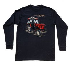 Zetor 7211 — bluzka z długim rękawem (Rozmiar: XXL (dorosła); Kolor koszulki: czarny; Rodzaj nadruku: Zetor 7211). Czarne bluzki damskie nikiniki, l, bez wzorów, z bawełny, biznesowe, bez kołnierzyka, bez ramiączek. Za 99.00 zł.