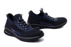 RIEKER M5658-14 blue, półbuty damskie. Niebieskie półbuty damskie Rieker, bez wzorów, bez obcasa. Za 389.90 zł.