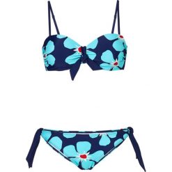 Bikini na fiszbinach bonprix turkusowo-granatowy. Niebieskie bikini damskie bonprix, z aplikacjami. Za 74.99 zł.