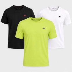KOMPLET KOSZULEK MĘSKICH 4F 3PAK ZESTAW NA CO DZIEŃ T-SHIRT SPORTOWY. T-shirty męskie 4f, m, bez wzorów, z bawełny, bez kołnierzyka. Za 117.00 zł.
