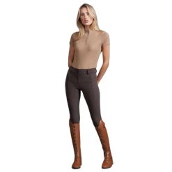 Damska koszulka do jazdy konnej Premier Equine Valerius. Brązowe t-shirty damskie PREMIER EQUINE, bez wzorów, z materiału, bez kołnierzyka. Za 234.00 zł.