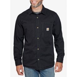 Koszula turystyczna męska Carhartt Fleece Lined Snap Front Shirt Jac. Czarne koszule męskie Carhartt, m, bez wzorów, bez kołnierzyka, bez ramiączek. Za 455.99 zł.