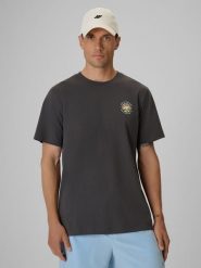 4F T-shirt regular z nadrukiem męski - szary M. Szare t-shirty męskie 4f, m, bez wzorów, z bawełny, bez kołnierzyka. Za 69.99 zł.