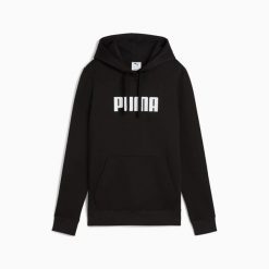 Bluza damska z kapturem Puma ESS LOGO FL 68831601. Czarne bluzy sportowe damskie Puma, l, bez wzorów, z bawełny, bez ramiączek, z kapturem. Za 146.17 zł.