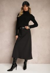 Czarna Casualowa Rozkloszowana Spódnica Dorilena. Czarne spódniczki damskie Renee, l, bez wzorów, eleganckie, midi, oversize. Za 59.99 zł.
