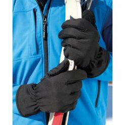 Zimowe Rękawiczki Termiczne Softshell Unisex. Czarne rękawiczki damskie RESULT, na zimę, z aplikacjami, z materiału. Za 73.99 zł.