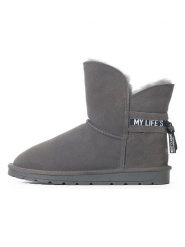NICEBAY Skórzane botki zimowe "Zaria" w kolorze szarym rozmiar: 38. Szare botki damskie Nicebay, na zimę, z materiału, bez obcasa, bez zapięcia. Za 281.45 zł.