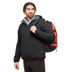 Wodoodporna kurtka z kapturem Haglöfs Mimic Alert. Czarne kurtki męskie Haglöfs, bez wzorów, sportowe, z kapturem. W wyprzedaży za 917.40 zł.