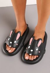 Czarne Piankowe Klapki Basenowe z Motywem Królika Junnia. Czarne bikini damskie Born2be, bez wzorów. Za 29.99 zł.