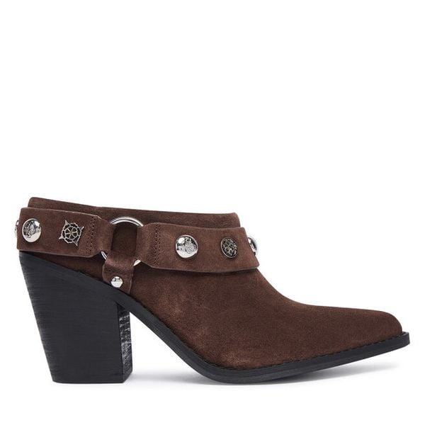 Klapki Guess. Brązowe klapki damskie Guess, z aplikacjami, bez obcasa. Za 674.99 zł.