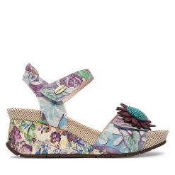 Sandały Laura Vita. Fioletowe sandały damskie Laura Vita, bez wzorów, bez obcasa, na koturnie. Za 439.99 zł.