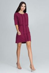 Bordowa Elegancka Krótka Sukienka z Falbankami. Czerwone sukienki damskie Figl, l, bez wzorów, z elastanu, eleganckie, bez kołnierzyka, bez ramiączek, mini. Za 269.00 zł.