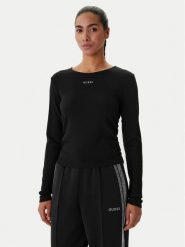 Guess Bluzka V6RP08 KD932 Czarny Slim Fit. Czarne bluzki damskie Guess, s, z aplikacjami, bez ramiączek. Za 269.99 zł.