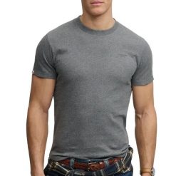 Koszulka z logo Superdry Essential Stacked. Szare t-shirty sportowe męskie Superdry., l, z bawełny, bez ramiączek. Za 142.00 zł.