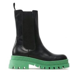 Sztyblety Badura. Czarne botki damskie Badura, bez obcasa, na słupku, bez zapięcia. Za 399.99 zł.