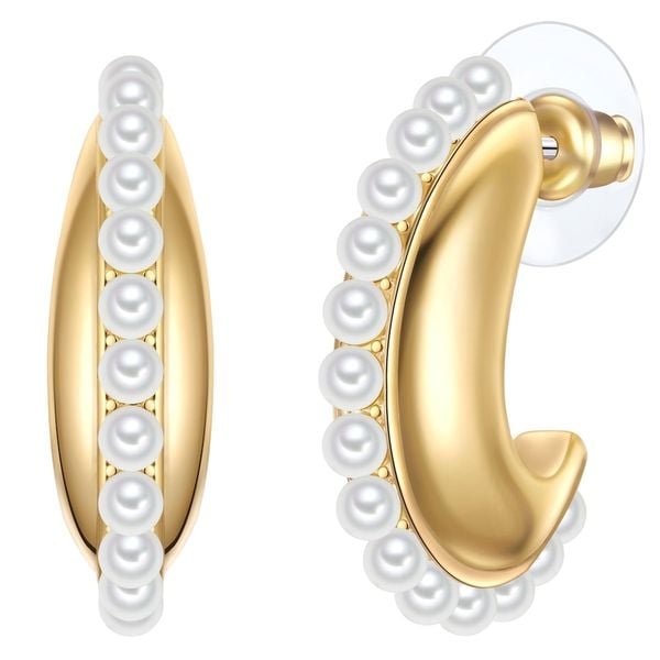 Yokoamii Kolczyki z Stop metali wStop metali Kolczyki koła 1 ct Damski. Białe kolczyki damskie Yokoamii, z perłą, pozłacane. Za 149.99 zł.