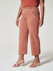 Spanx Spodnie w kolorze szaroróżowym rozmiar: XS. Różowe spodnie materiałowe damskie SPANX, bez wzorów, z materiału, z podwyższonym stanem. Za 118.56 zł.