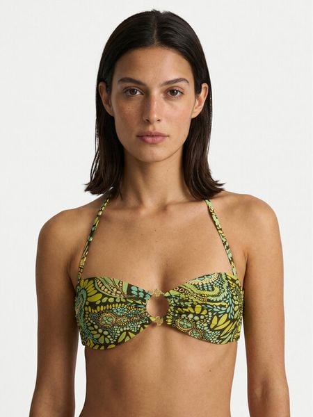 Guess Góra od bikini E6GJ38 MC04R Zielony. Zielone bikini damskie Guess, z aplikacjami. Za 205.99 zł.